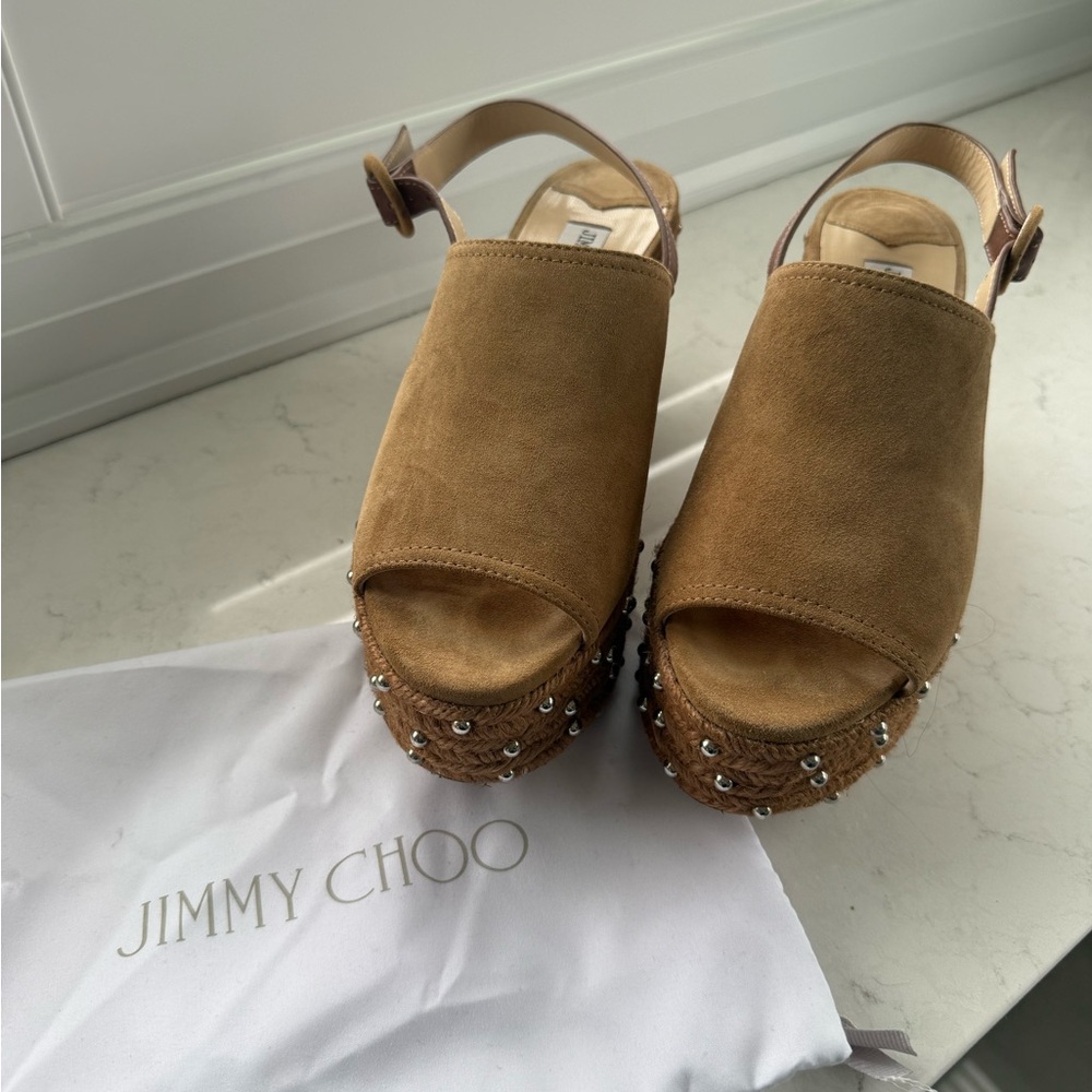 Jimmy Choo Brown Suede Platform Sandals